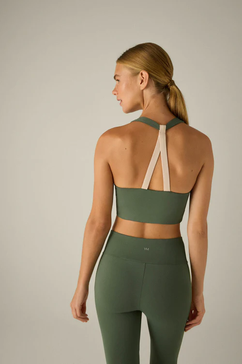 Sujetador deportivo color block verde