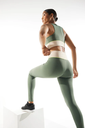 Leggings deportivo bolsillo interior efecto vientre plano verde YM