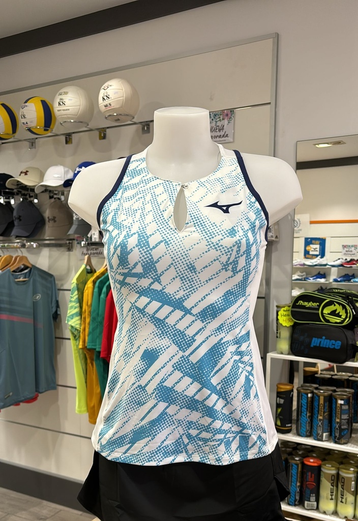 CAMISETA MIZUNO MUGEN BLANCA/AZUL BOTON S62GAB701/